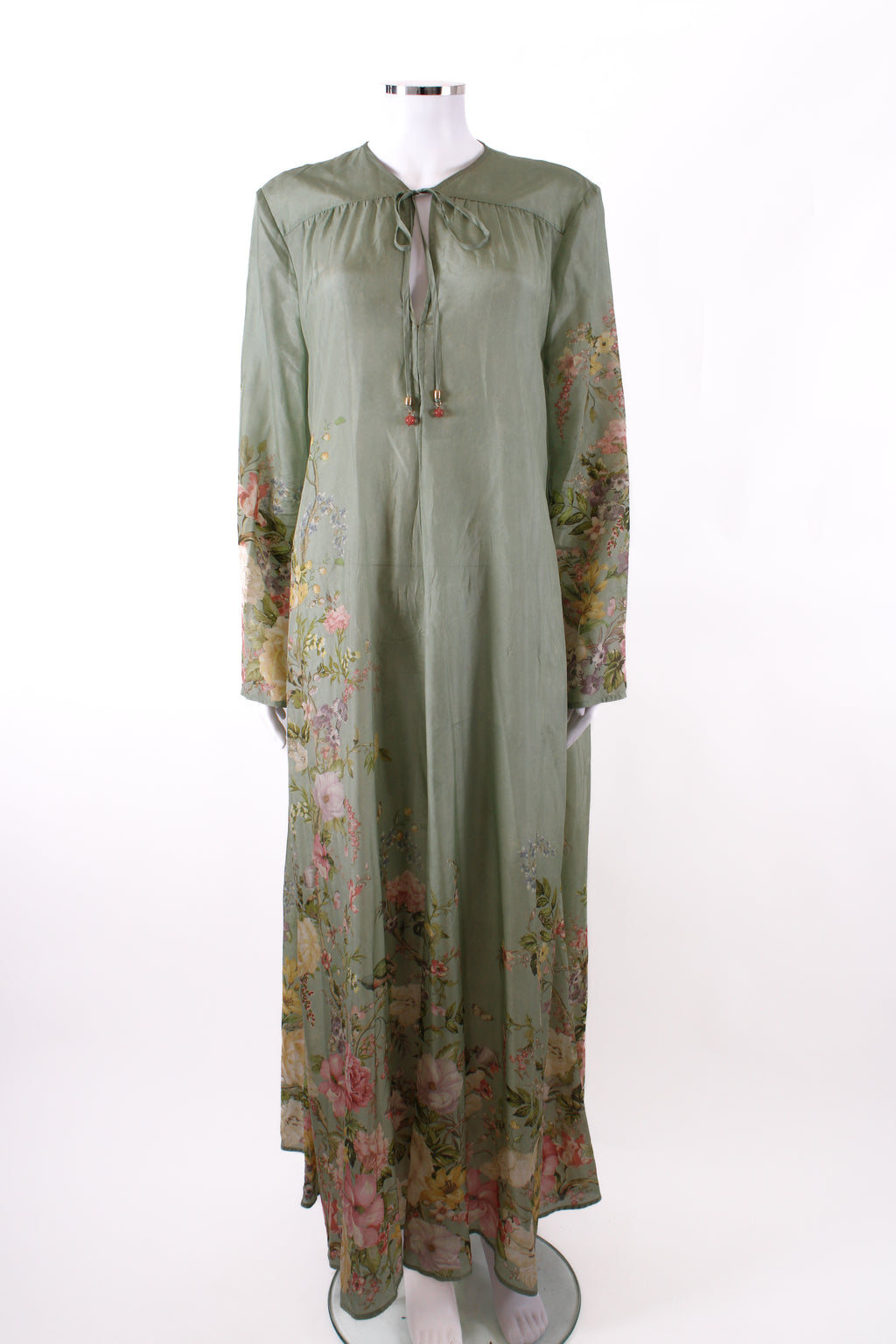 Zimmermann L/S Floral Print Dress Mint/ Cream 16