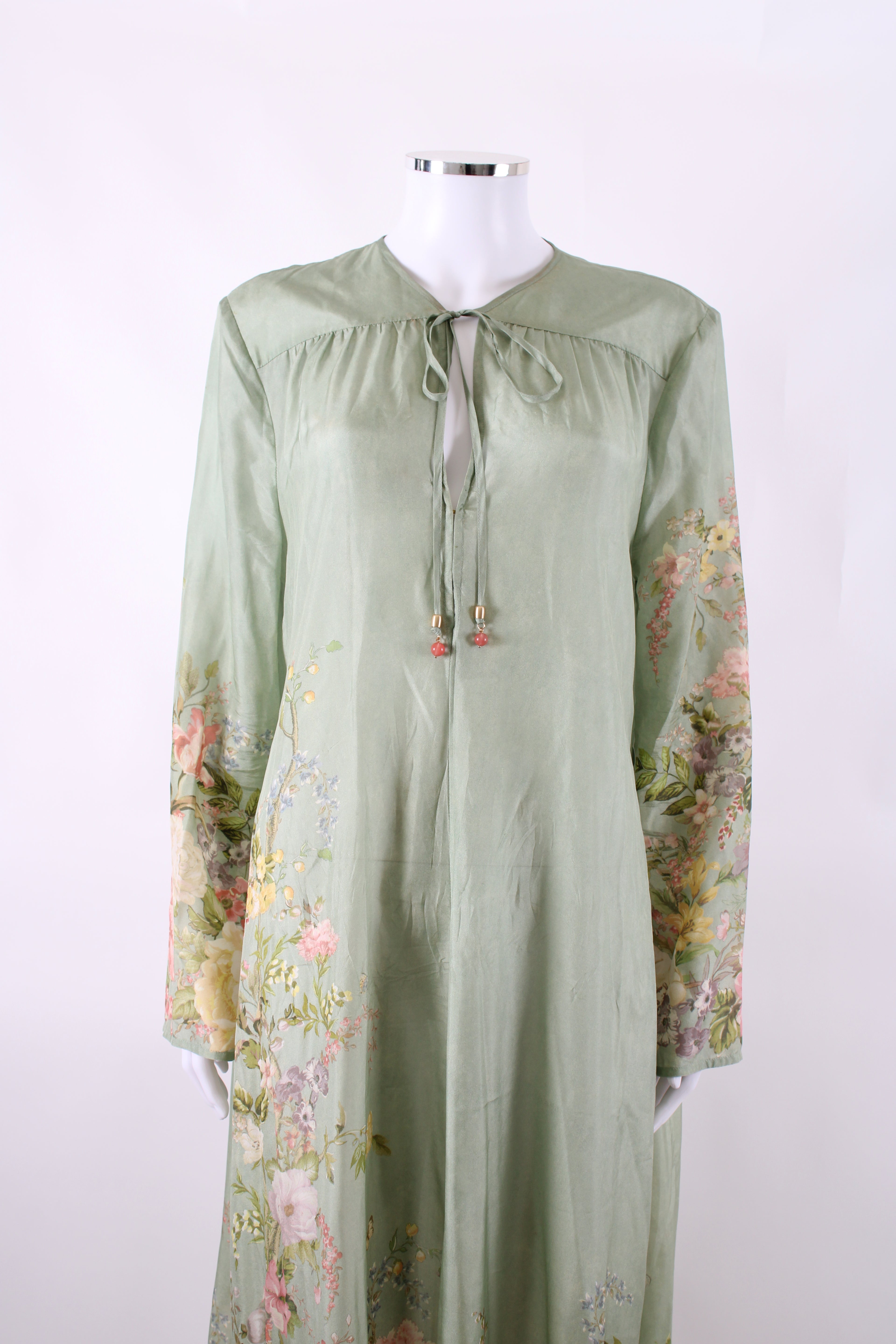 Zimmermann L/S Floral Print Dress Mint/ Cream 16
