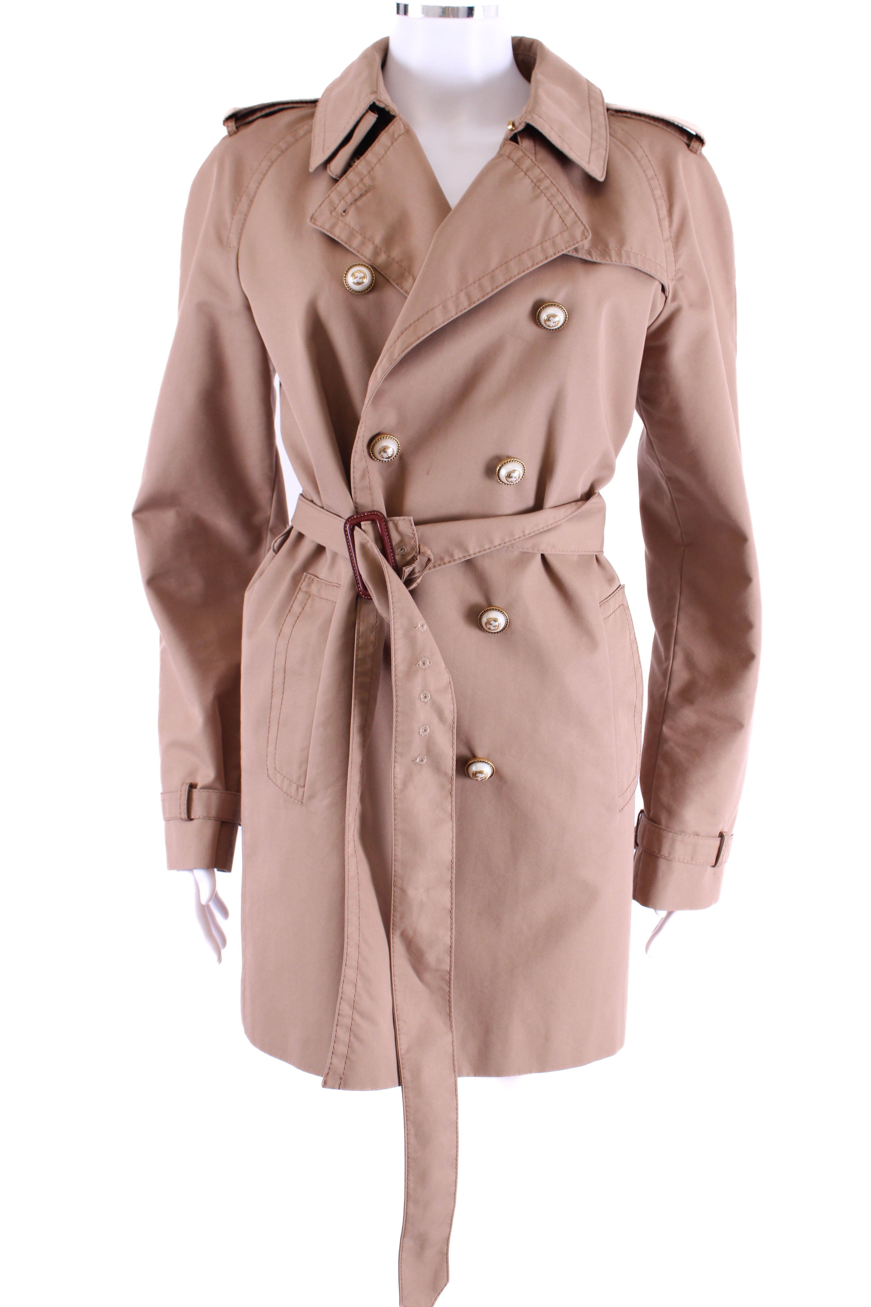 Gucci Pearl Button Trench Beige L