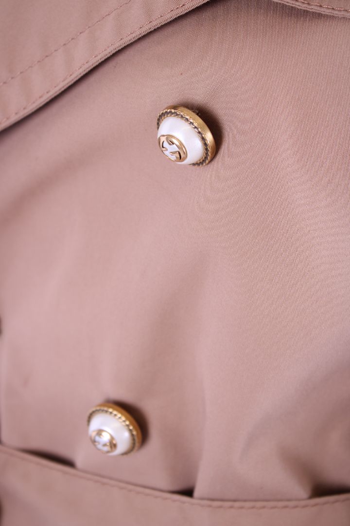 Gucci Pearl Button Trench Beige L