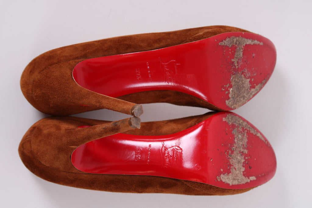 Christian Louboutin Suede Heels Brown 39.5
