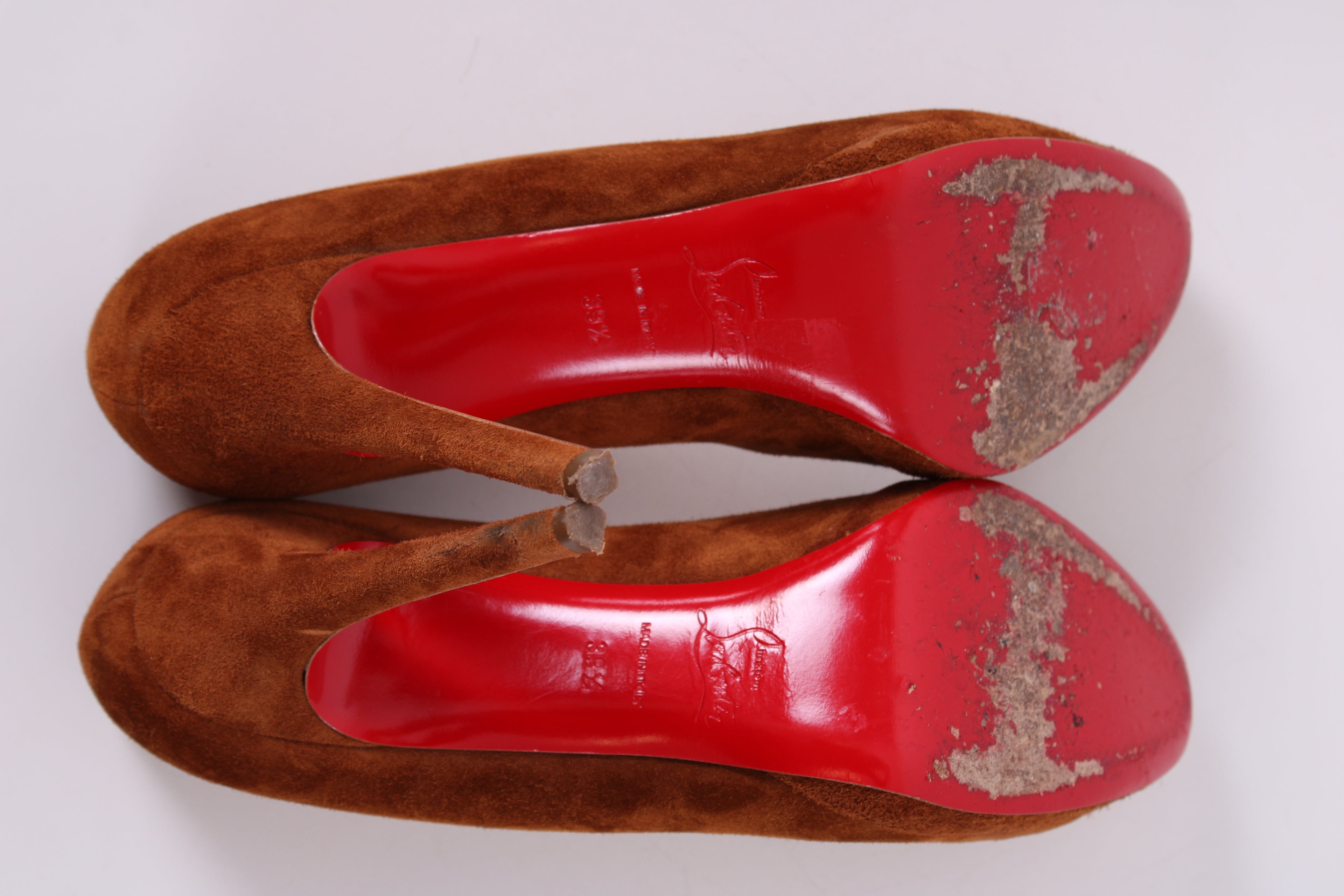 Christian Louboutin Suede Heels Brown 39.5