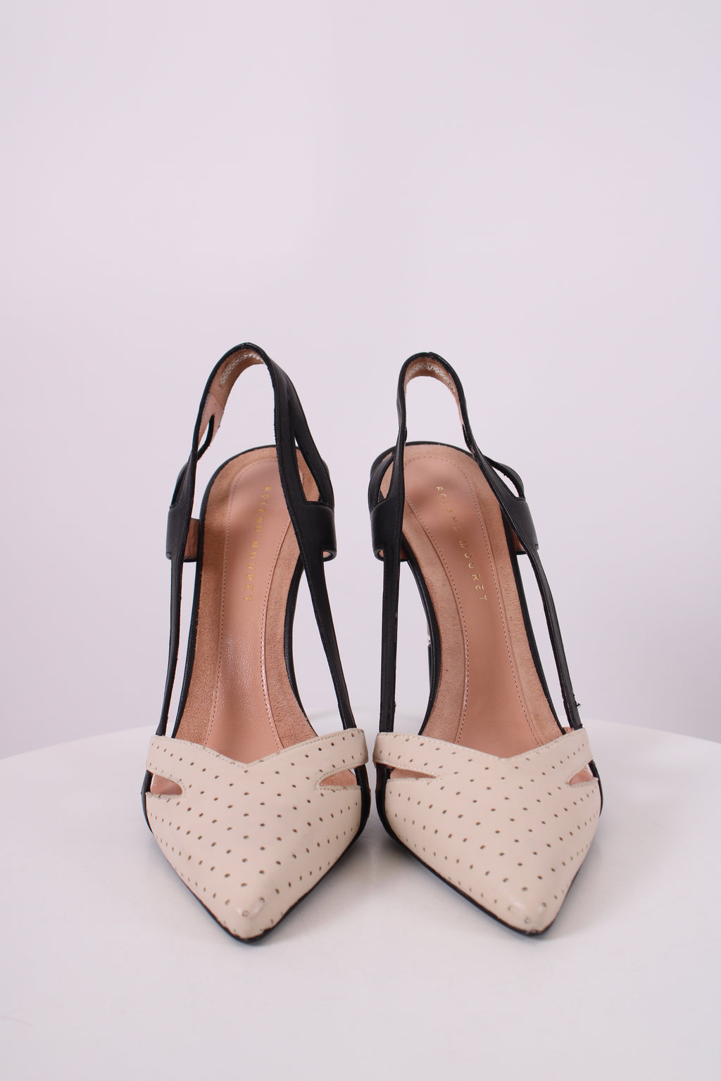 Roland Mouret Slingback Heels Black/ Cream 40