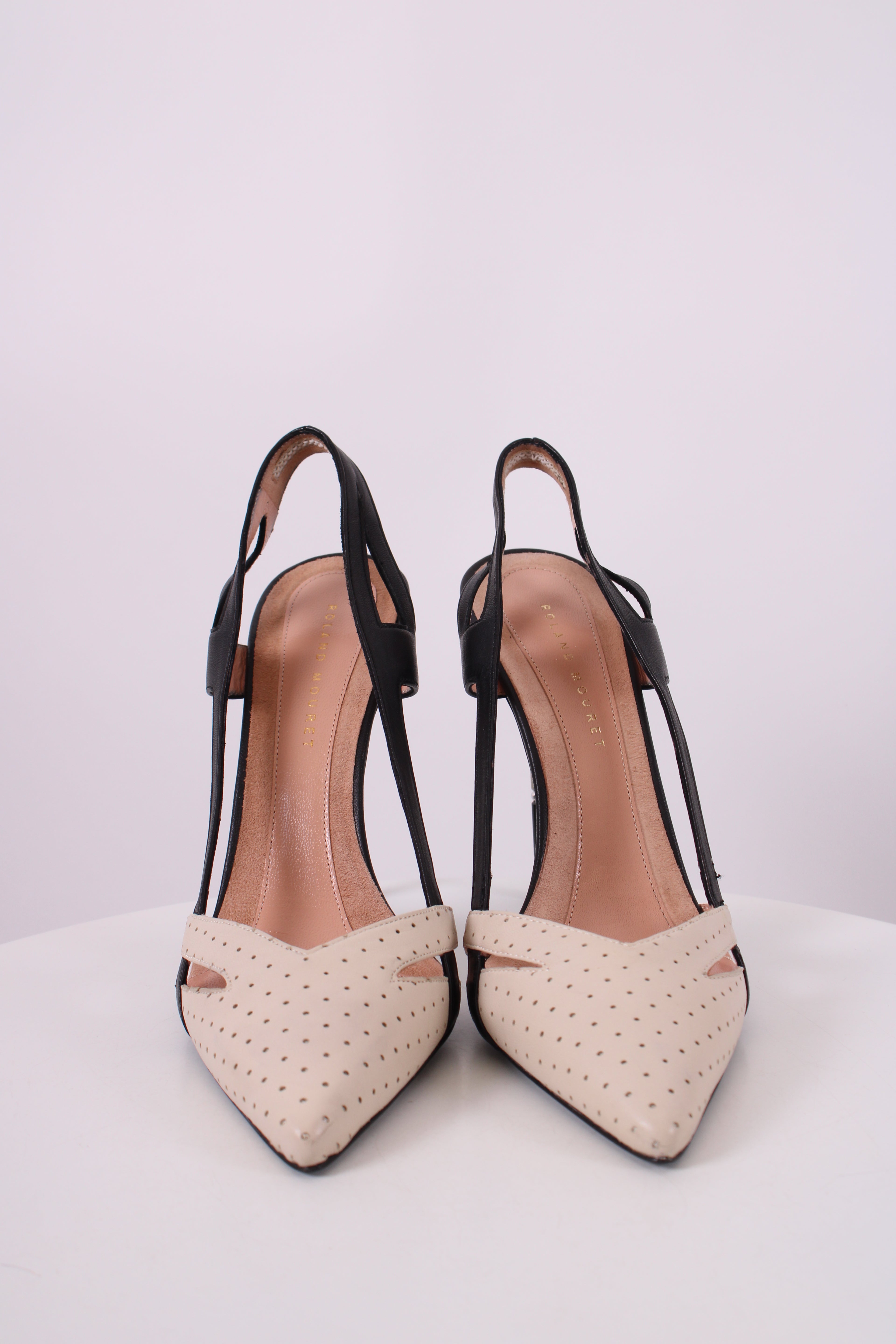 Roland Mouret Slingback Heels Black/ Cream 40