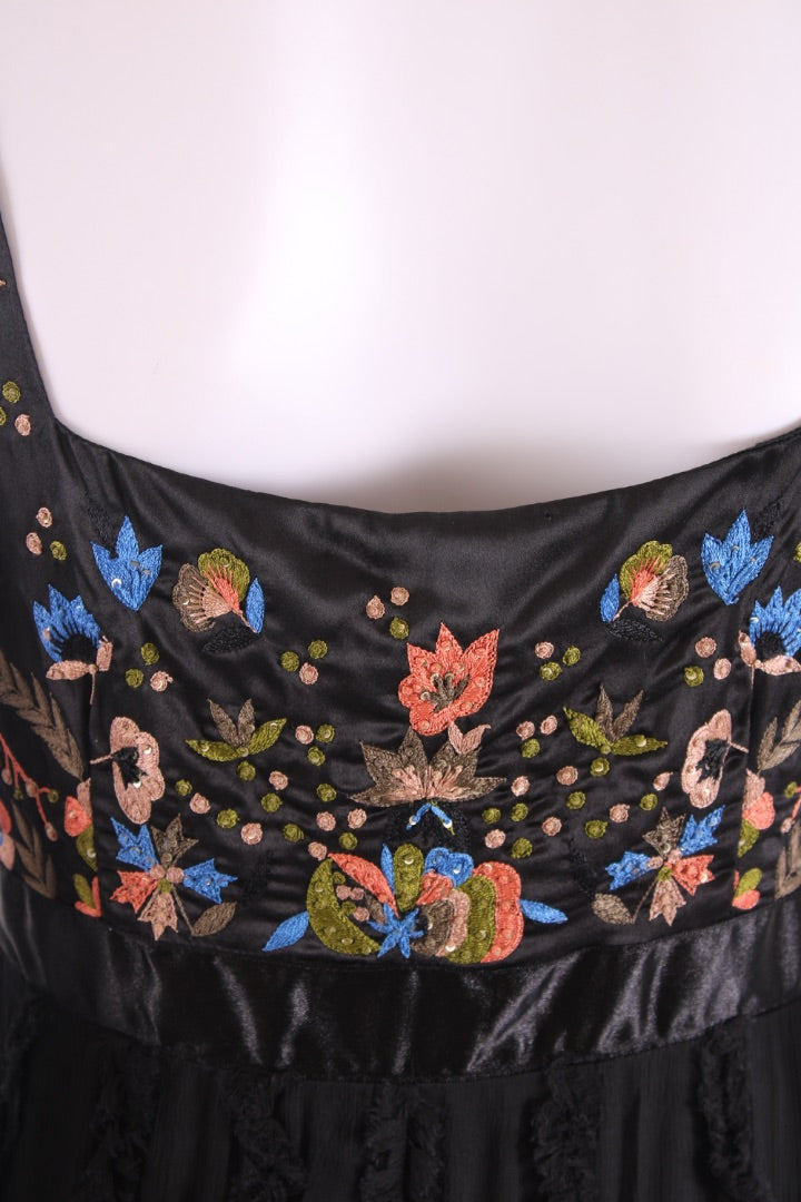 Galliano S/S Embroidered Tunic Dress Black/ Peach M