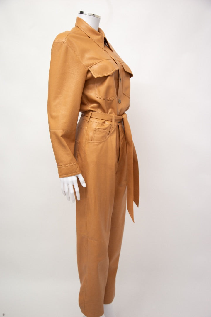 Nanushka L/S Faux Leather Jumpsuit Tan XS