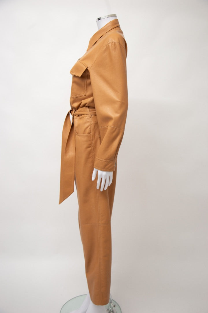 Nanushka L/S Faux Leather Jumpsuit Tan XS