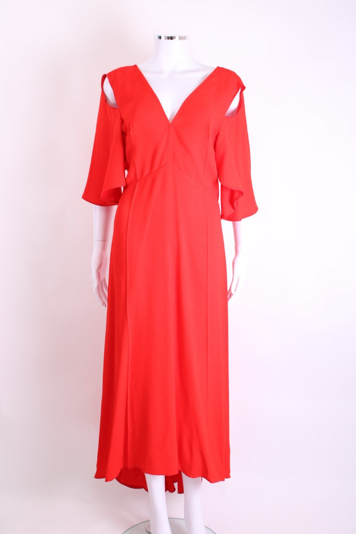 Victoria Beckham Keyhole V Neck Dress Red 12