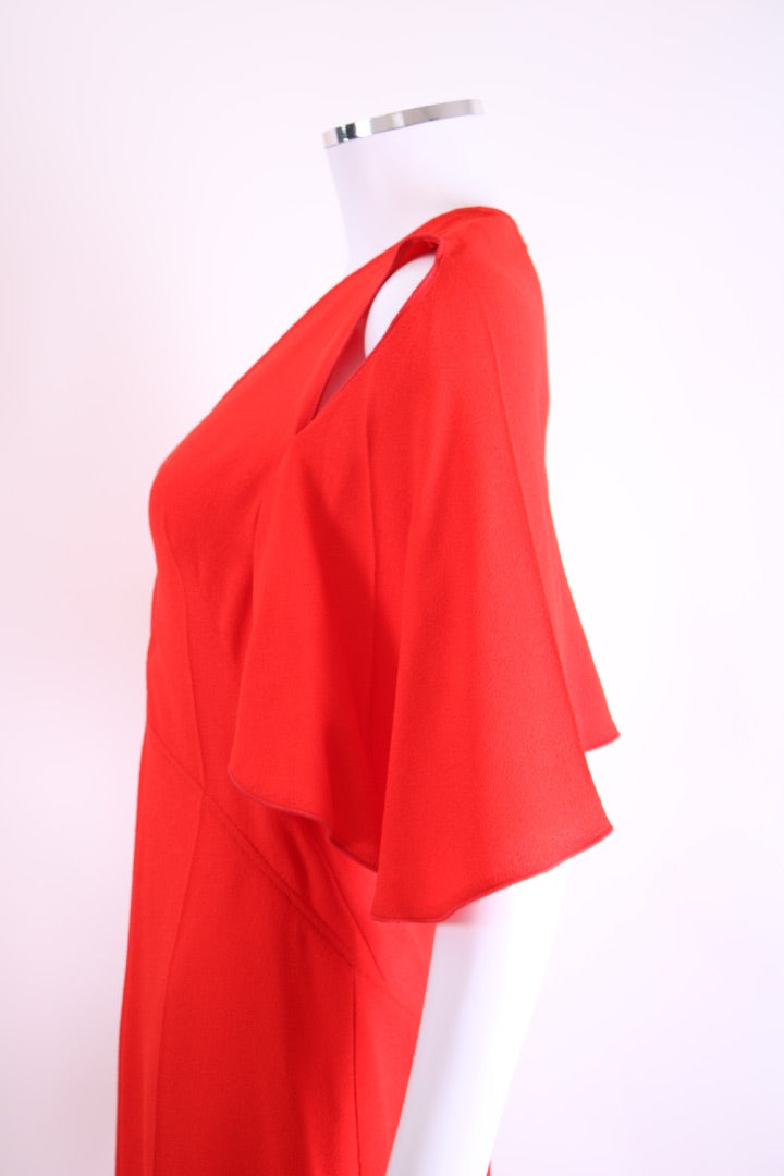 Victoria Beckham Keyhole V Neck Dress Red 12