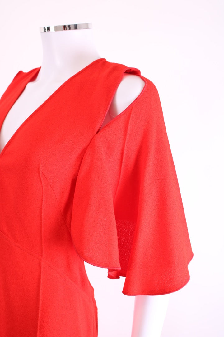 Victoria Beckham Keyhole V Neck Dress Red 12