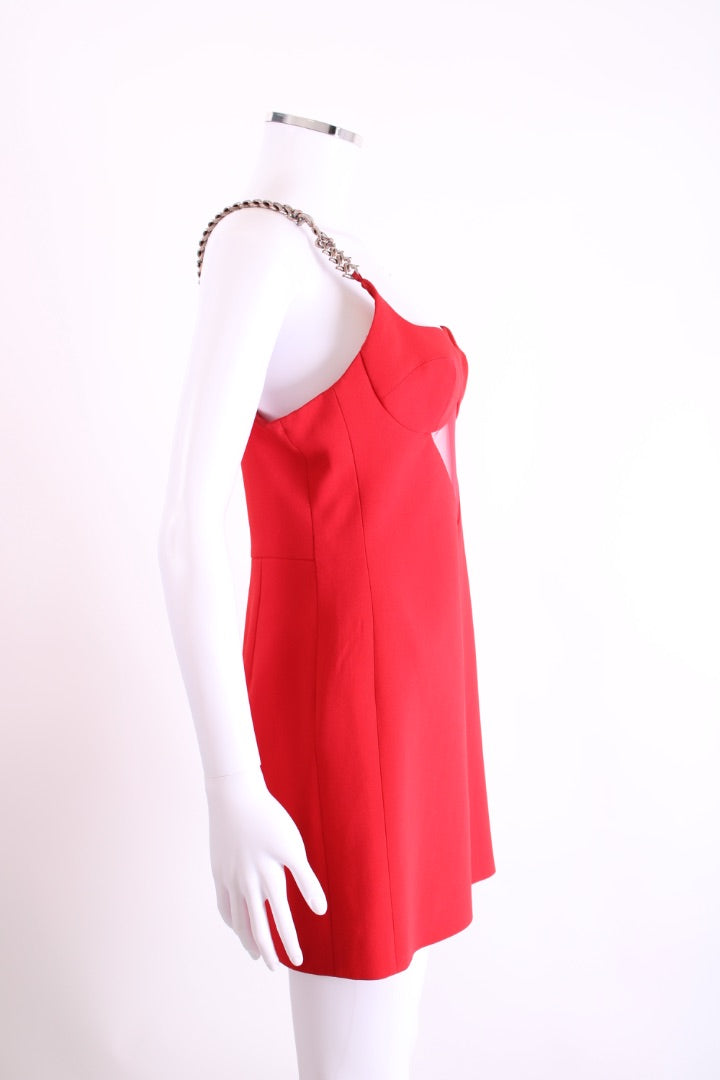 David Koma Chain Strap Flame Dress Red 10