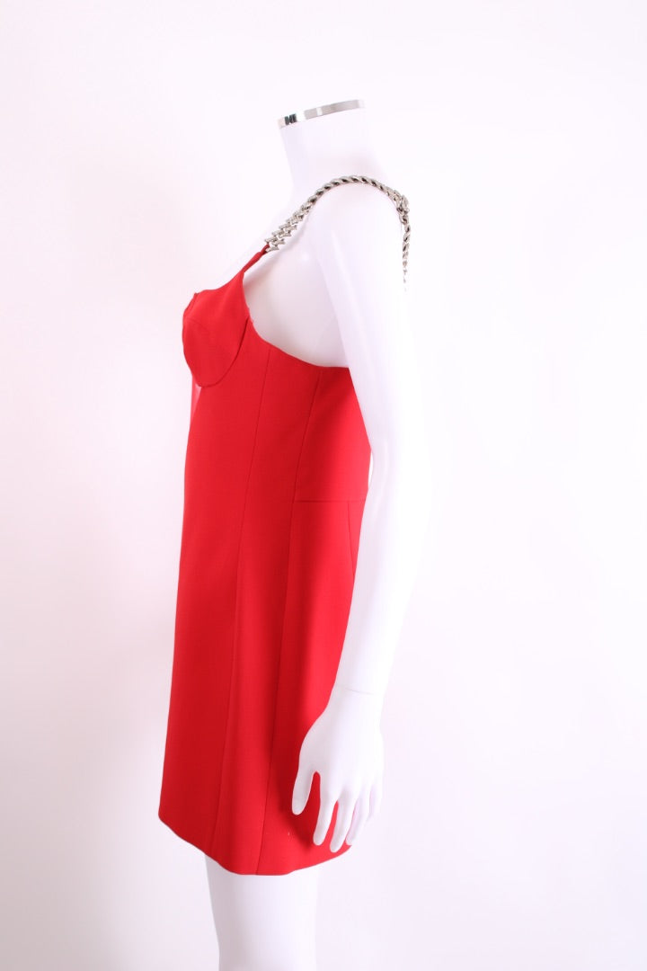 David Koma Chain Strap Flame Dress Red 10