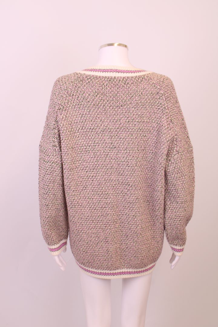 Maje Metallic Thread Cardigan Pink/ Cream M