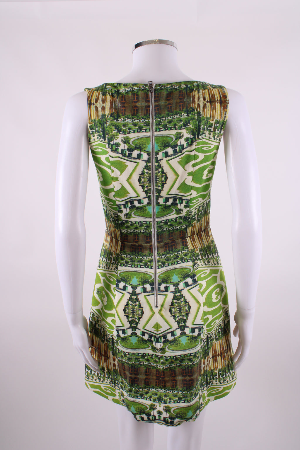 Alice & Olivia S/S Courtyard Print Dress Green/ Cream 10