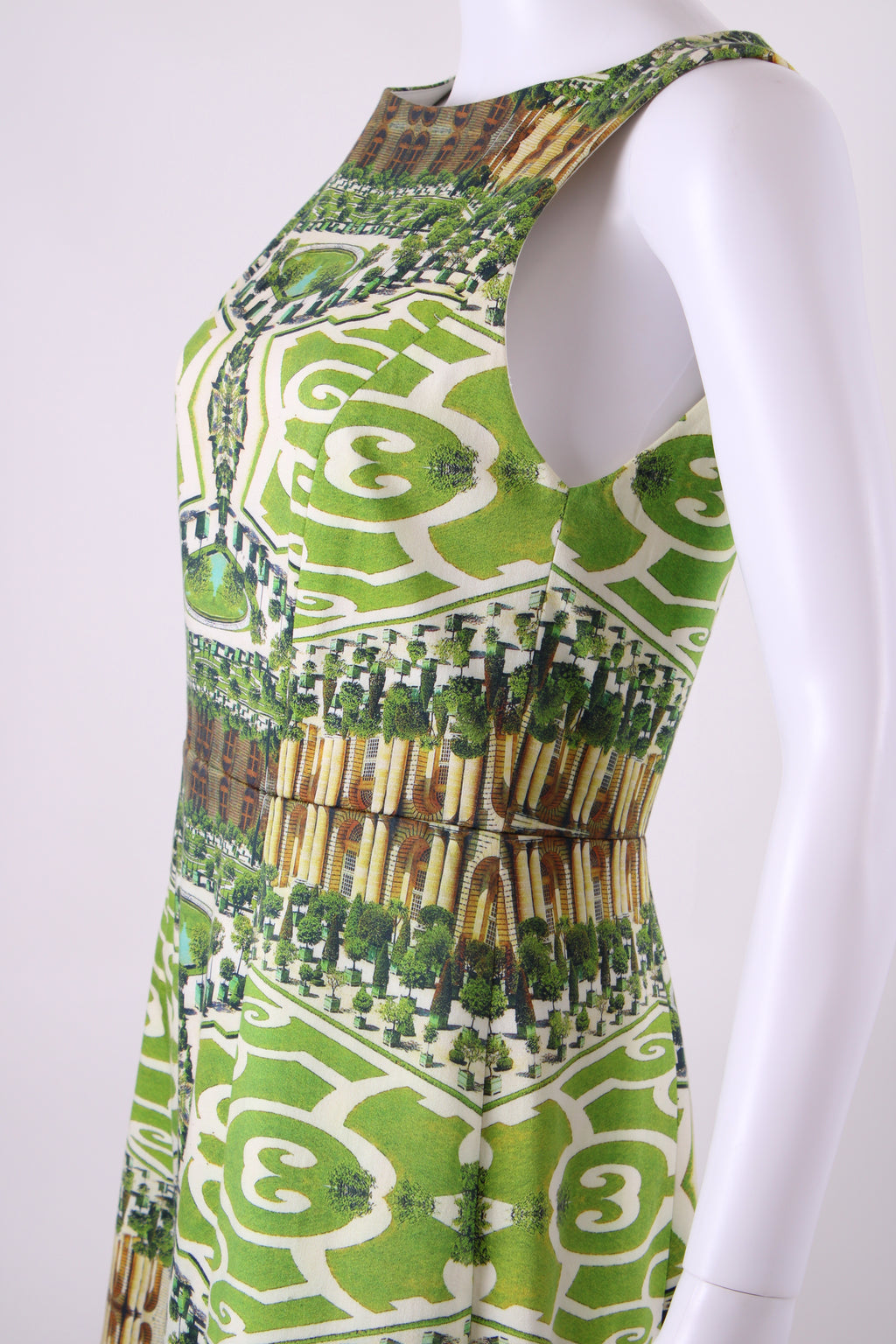 Alice & Olivia S/S Courtyard Print Dress Green/ Cream 10