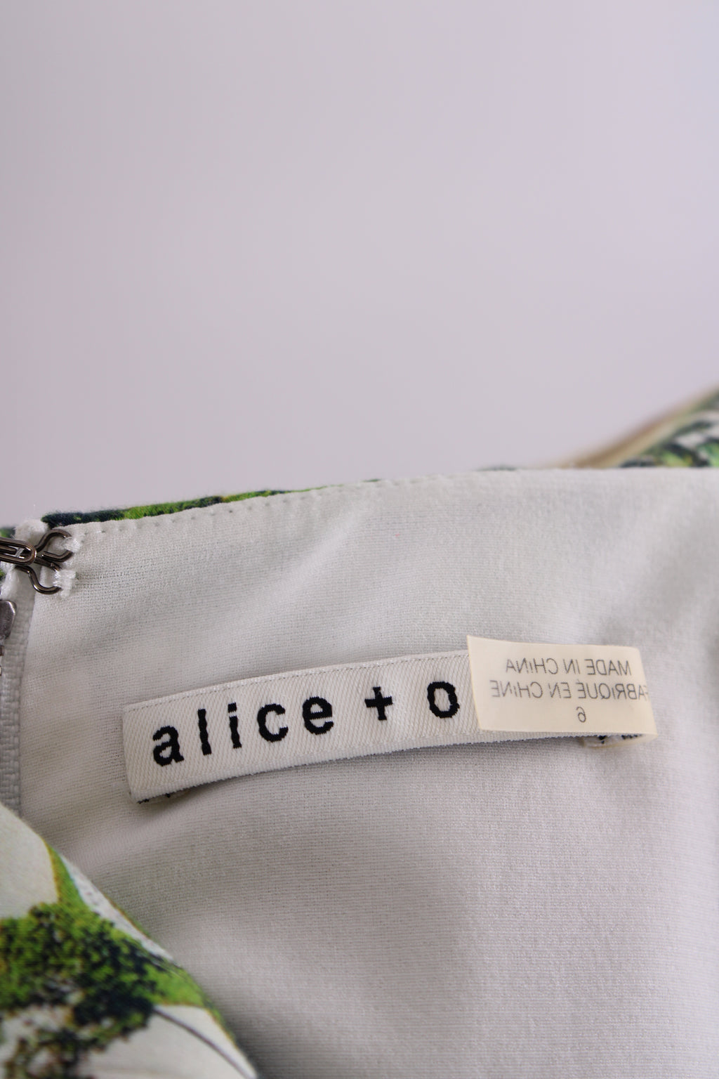 Alice & Olivia S/S Courtyard Print Dress Green/ Cream 10