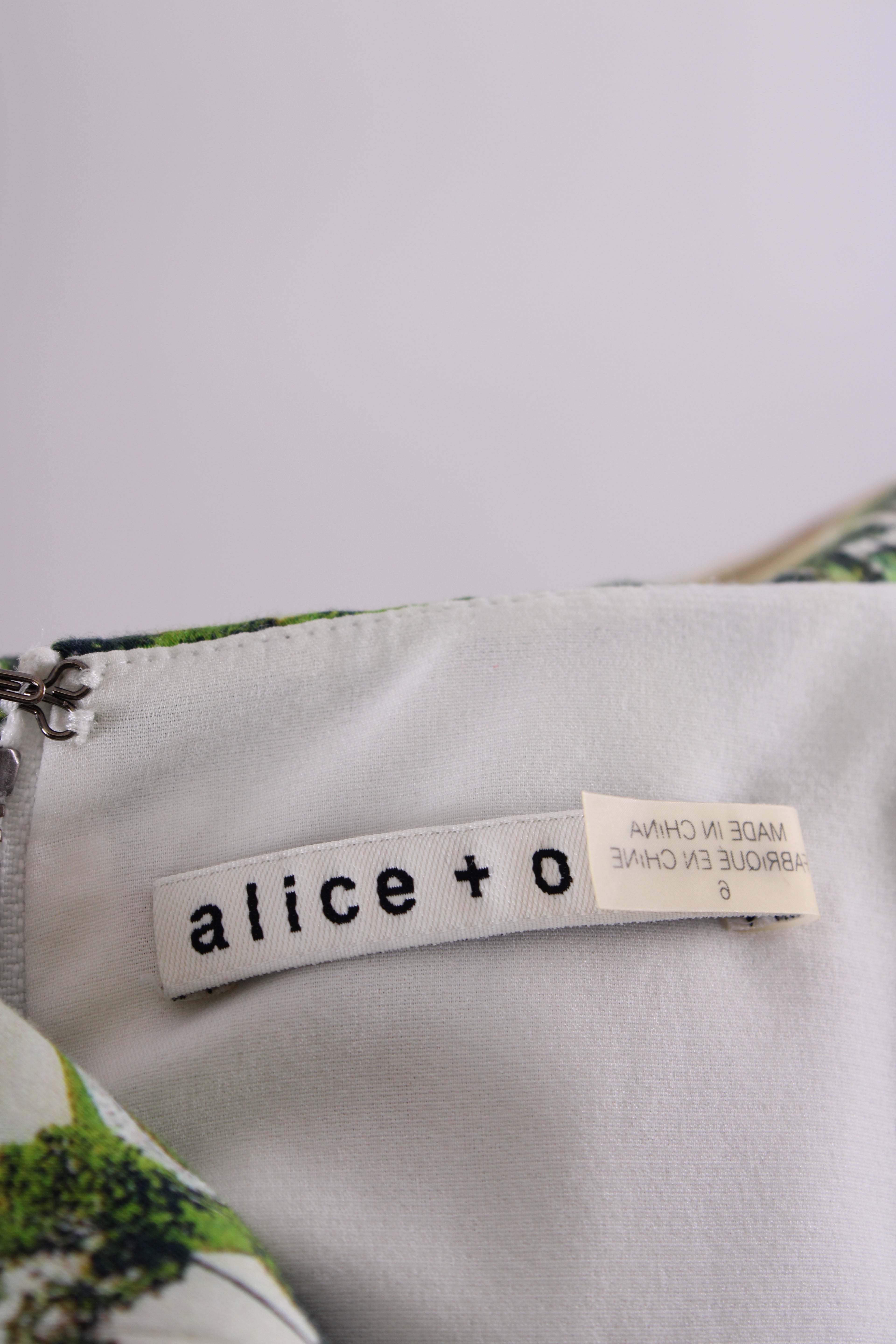 Alice & Olivia S/S Courtyard Print Dress Green/ Cream 10
