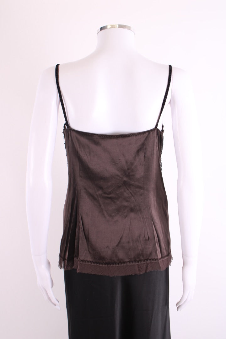 Elie Tahari Lace Trim Camisole Brown L