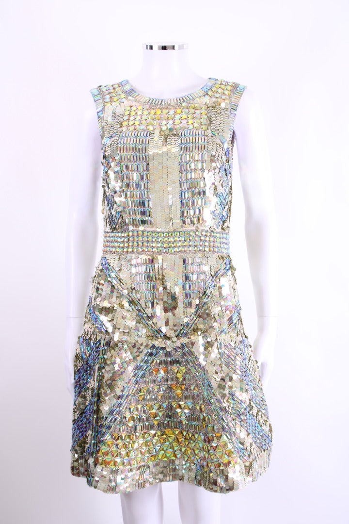 Just Cavalli S/S Sequin Fit & Flare Dress Gold