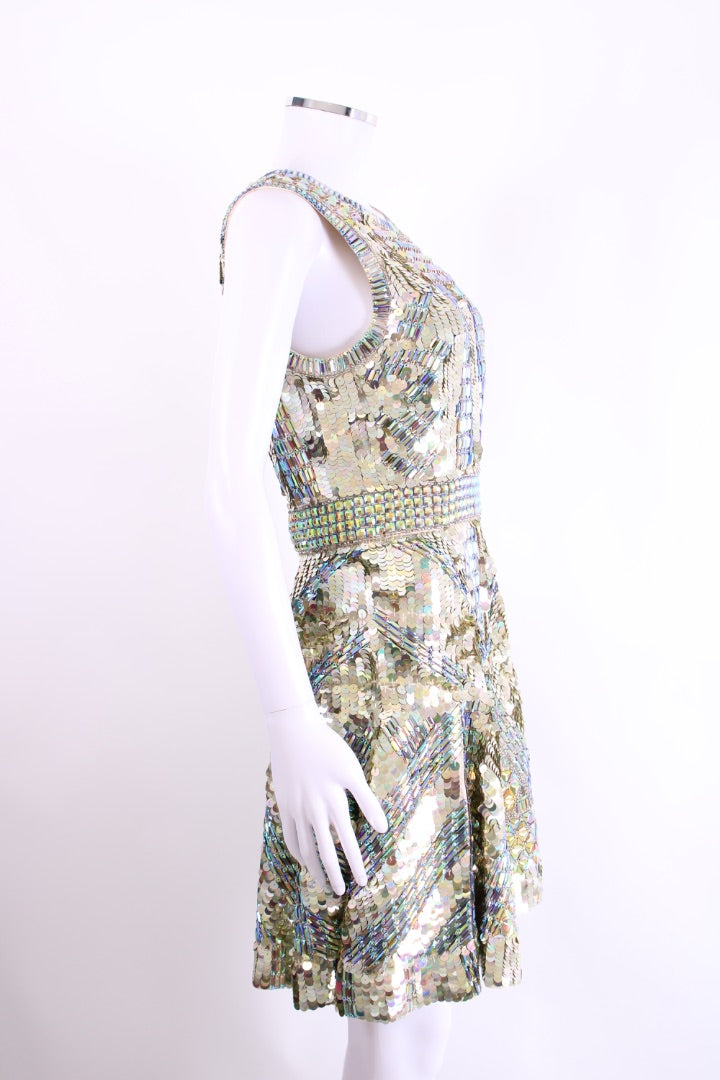 Just Cavalli S/S Sequin Fit & Flare Dress Gold