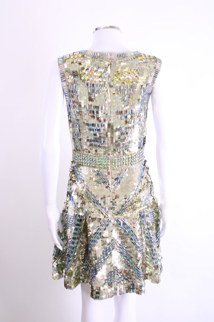 Just Cavalli S/S Sequin Fit & Flare Dress Gold