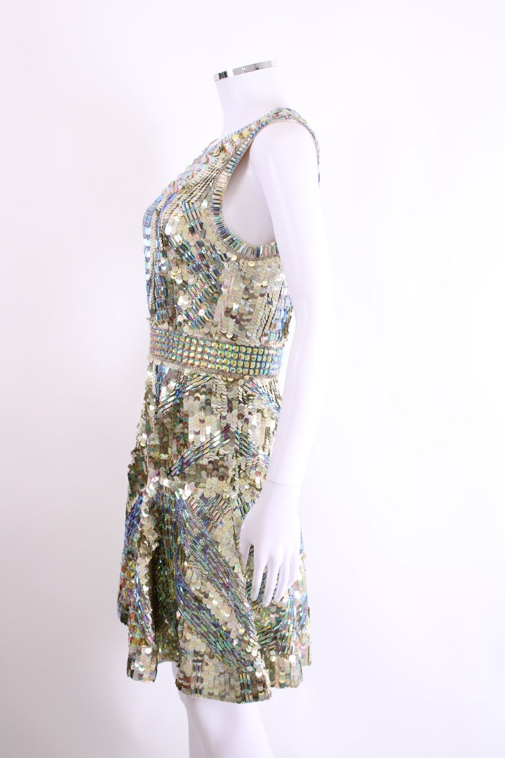 Just Cavalli S/S Sequin Fit & Flare Dress Gold