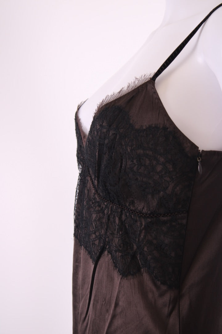 Elie Tahari Lace Trim Camisole Brown L