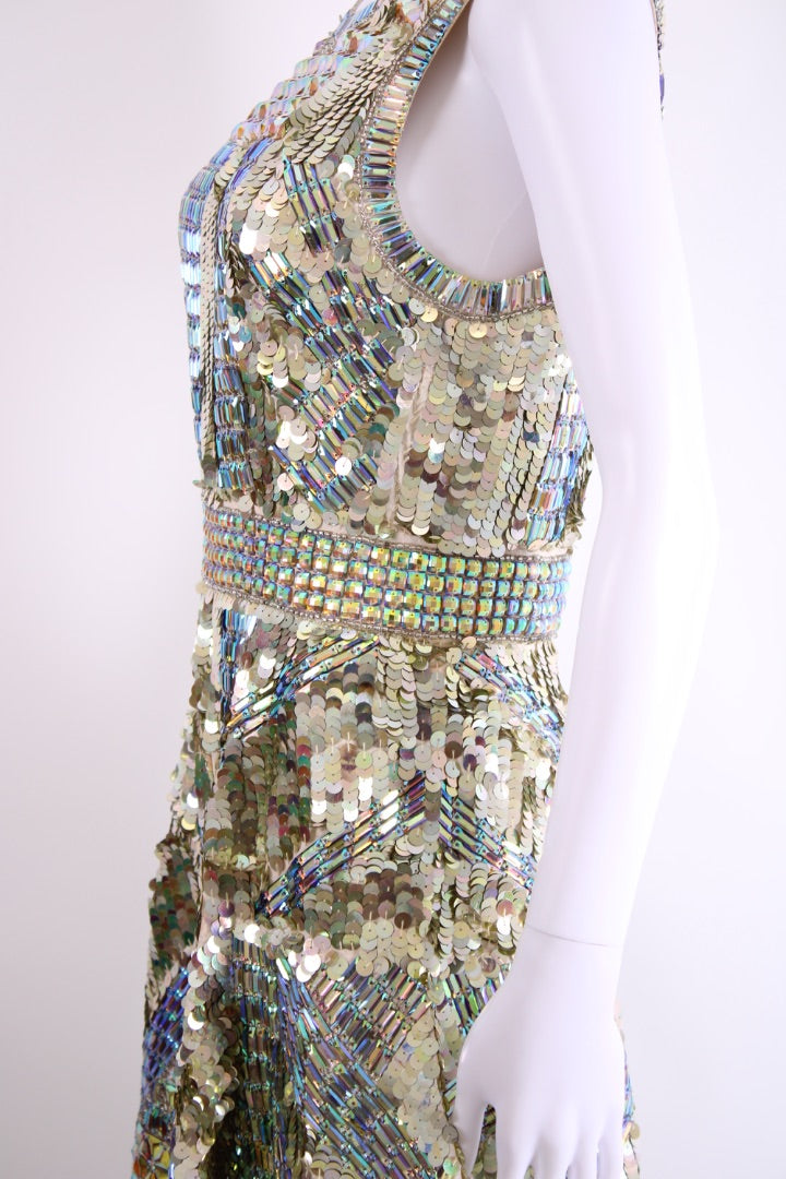 Just Cavalli S/S Sequin Fit & Flare Dress Gold