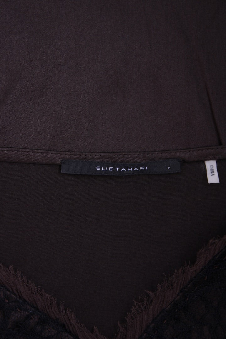 Elie Tahari Lace Trim Camisole Brown L