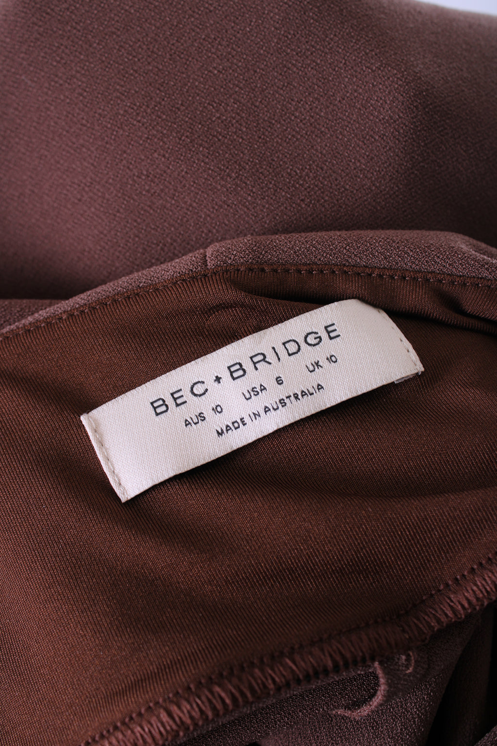 Bec & Bridge Dress Ruched Brown 10