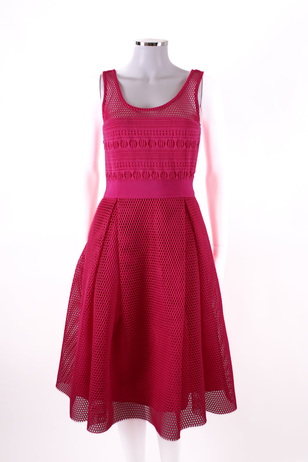 Pinko Mesh fuscia midi pleated dress Fuchsia 8