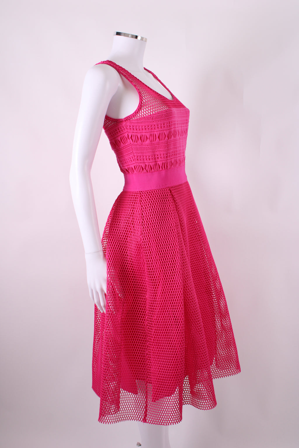 Pinko Mesh fuscia midi pleated dress Fuchsia 8