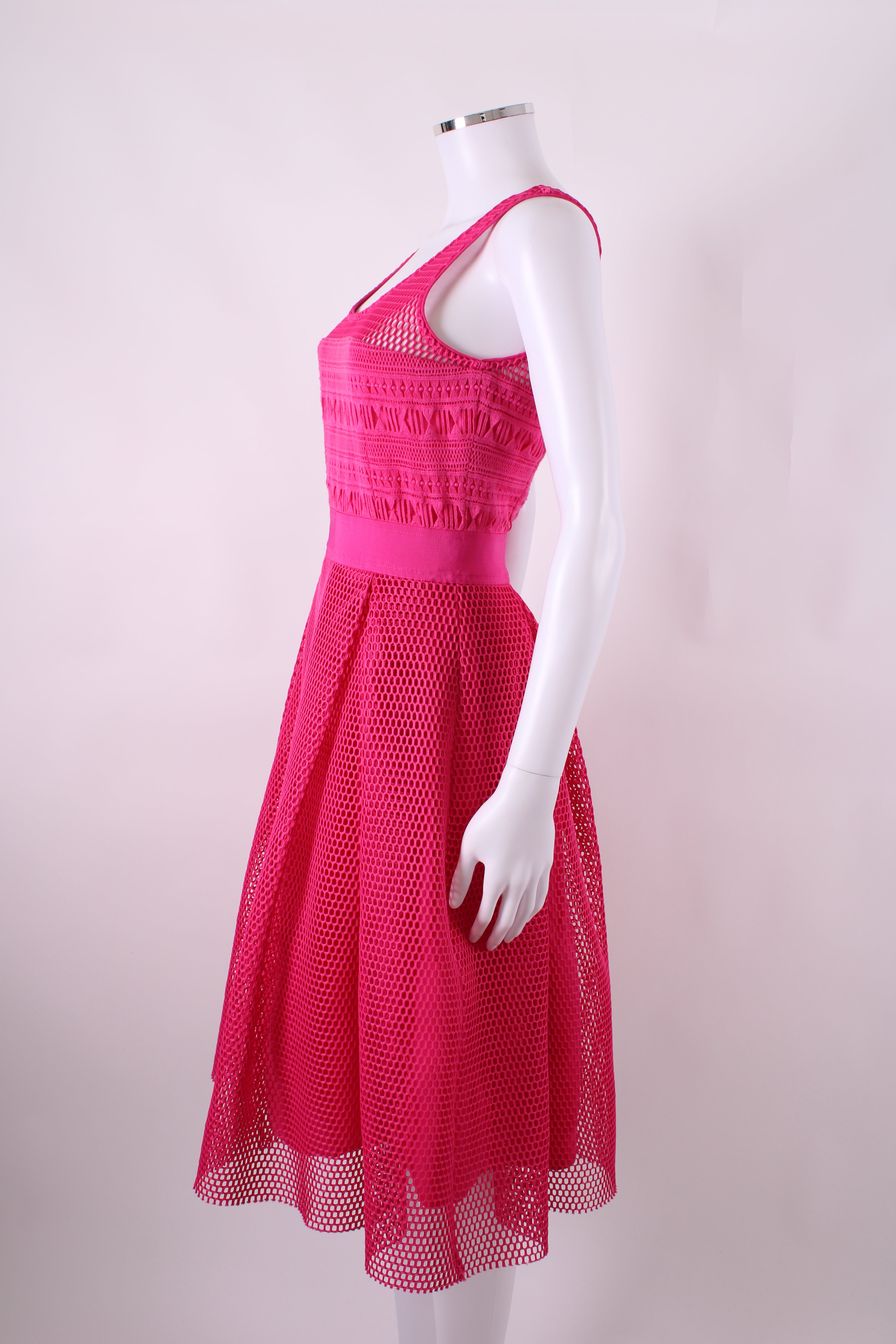 Pinko Mesh fuscia midi pleated dress Fuchsia 8