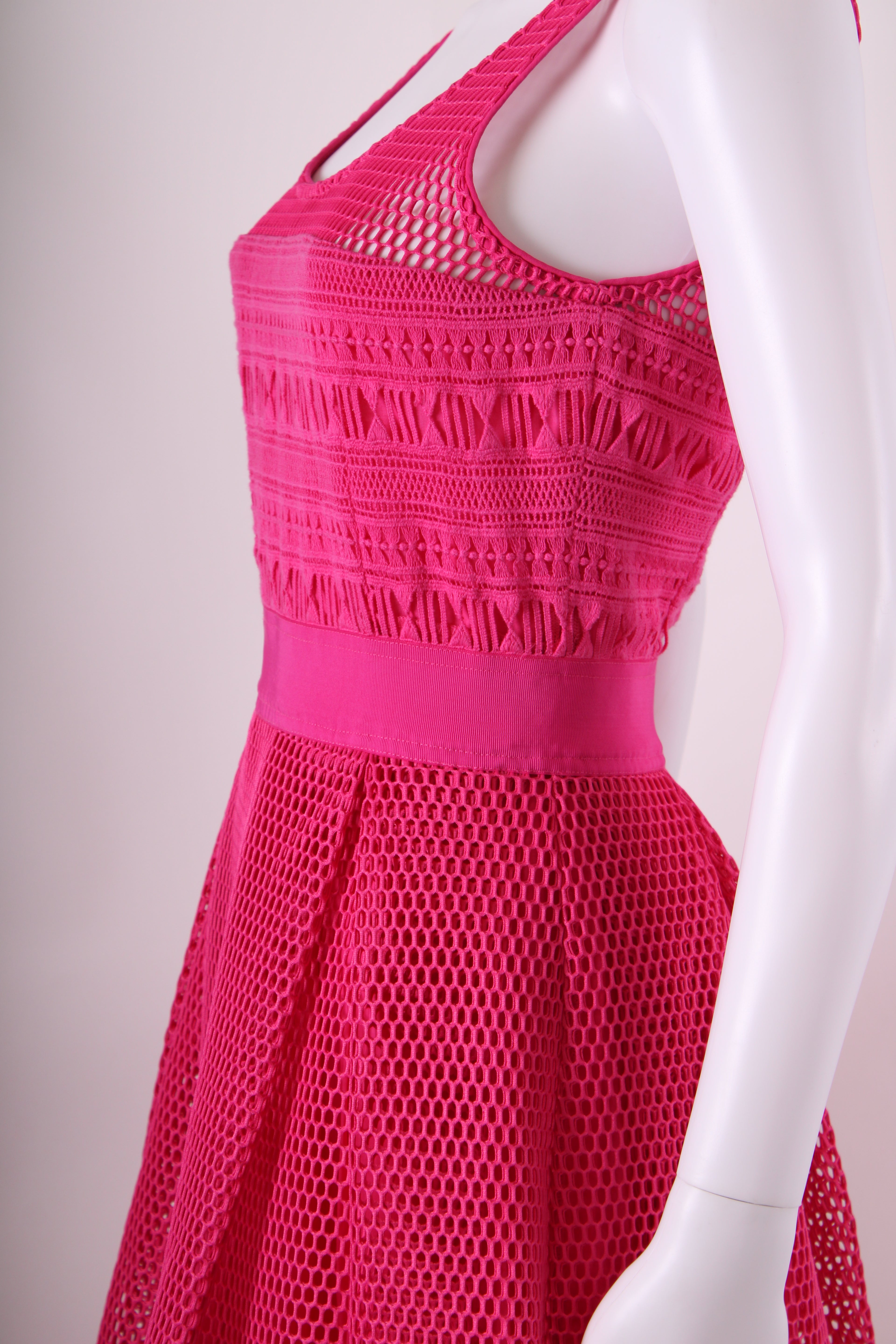 Pinko Mesh fuscia midi pleated dress Fuchsia 8