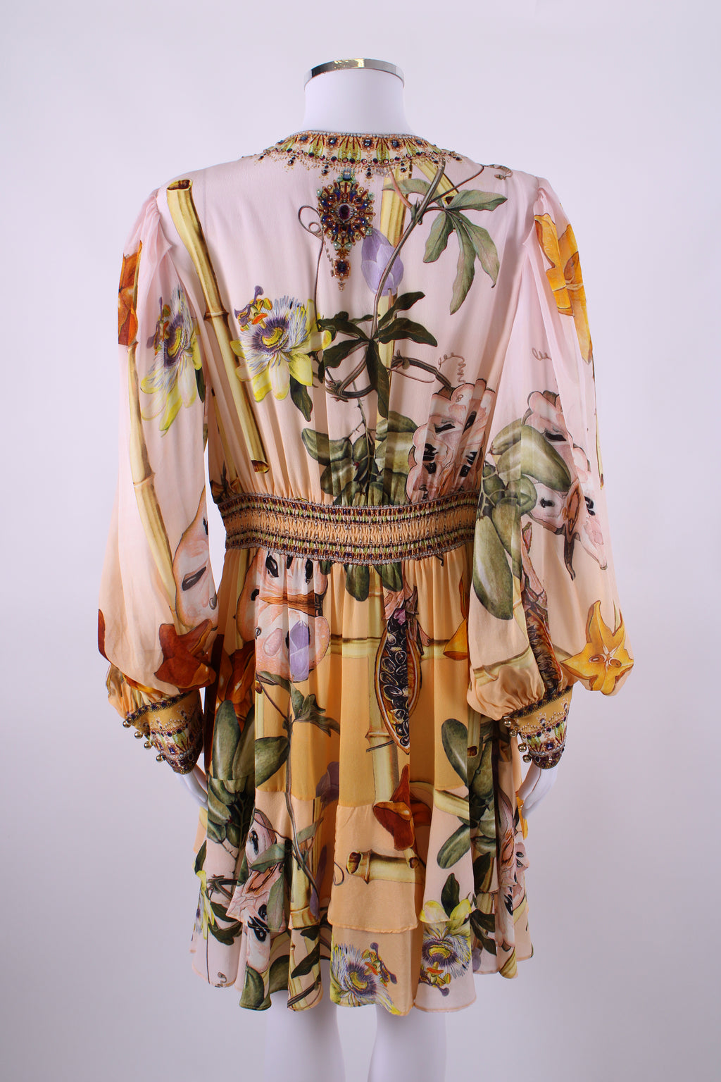 Camilla L/S Print Crystal Tunic Dress Beige/ Yellow L