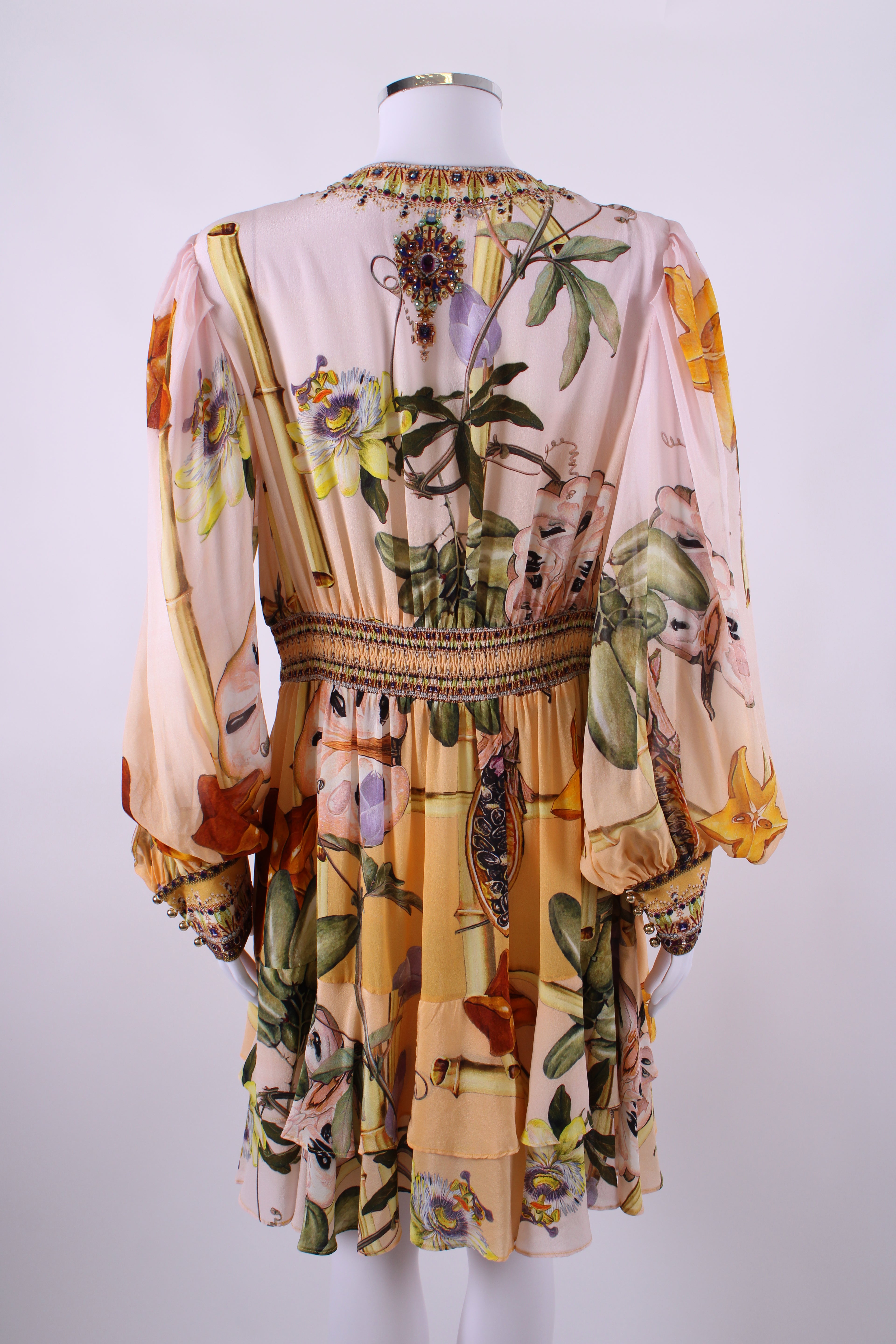 Camilla L/S Print Crystal Tunic Dress Beige/ Yellow L