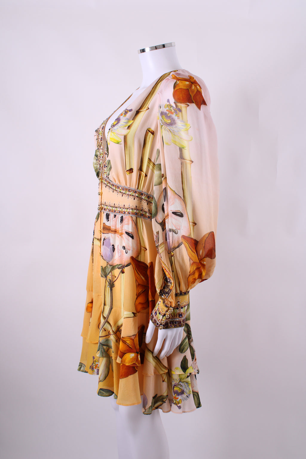 Camilla L/S Print Crystal Tunic Dress Beige/ Yellow L