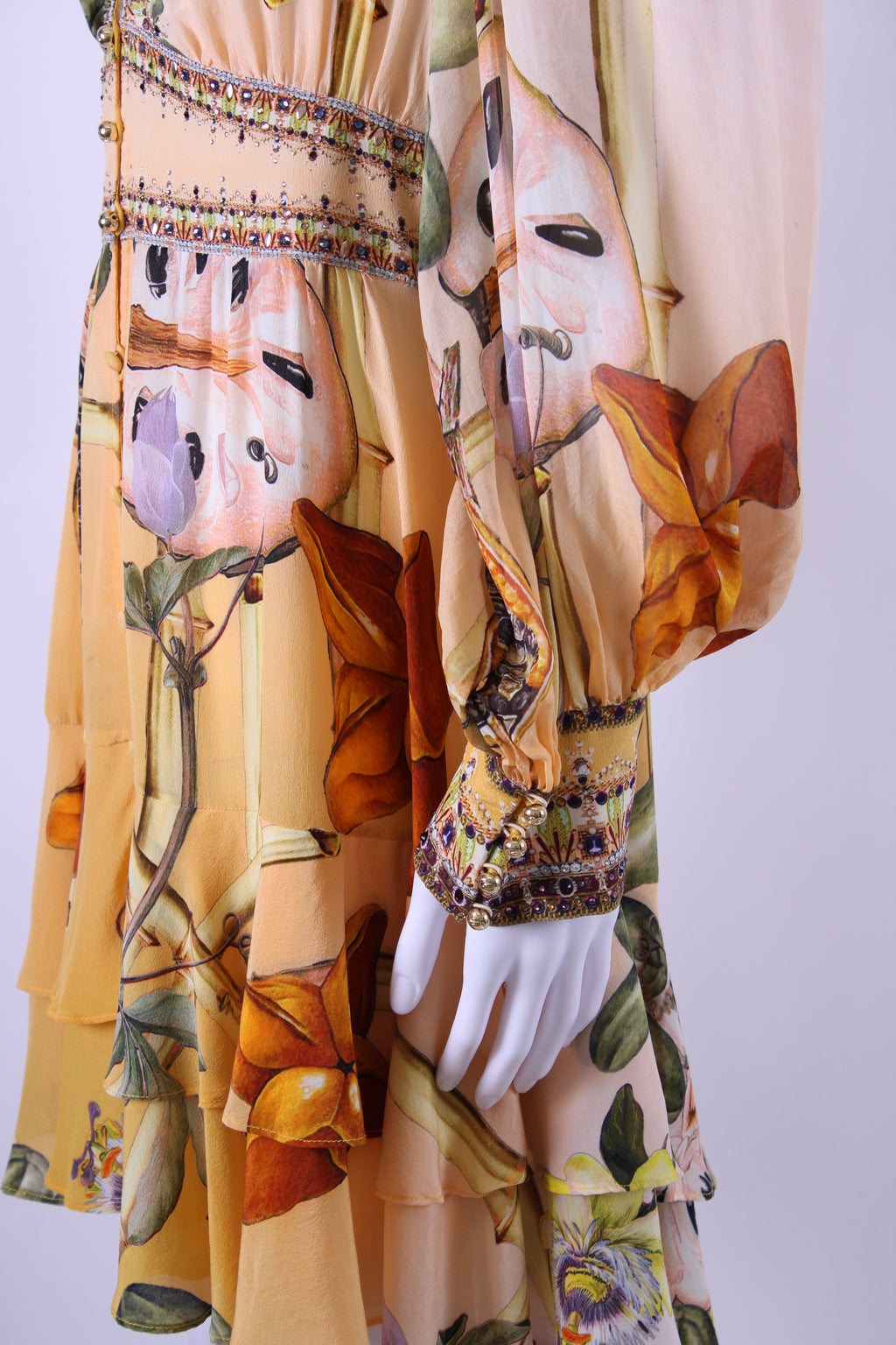 Camilla L/S Print Crystal Tunic Dress Beige/ Yellow L