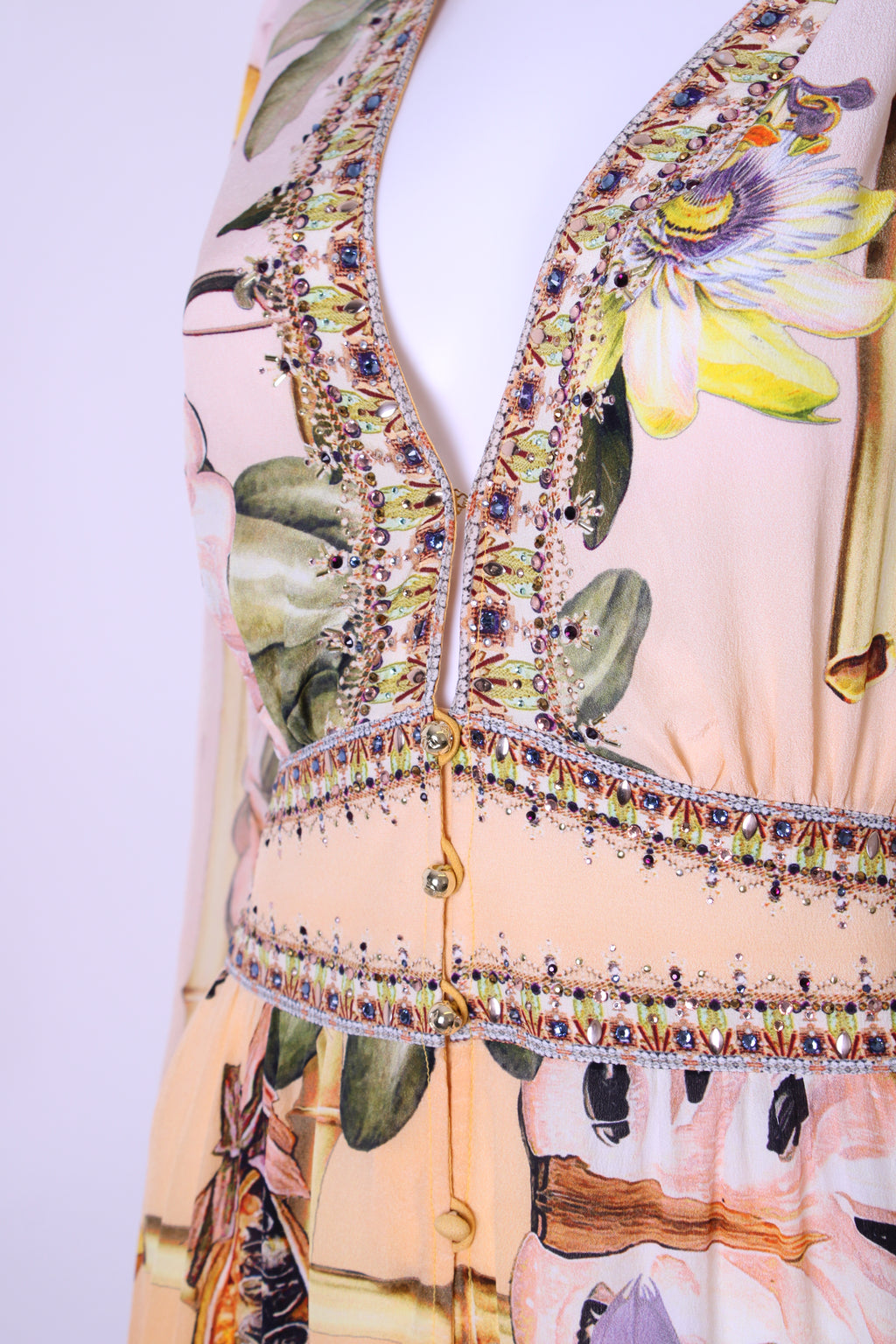 Camilla L/S Print Crystal Tunic Dress Beige/ Yellow L