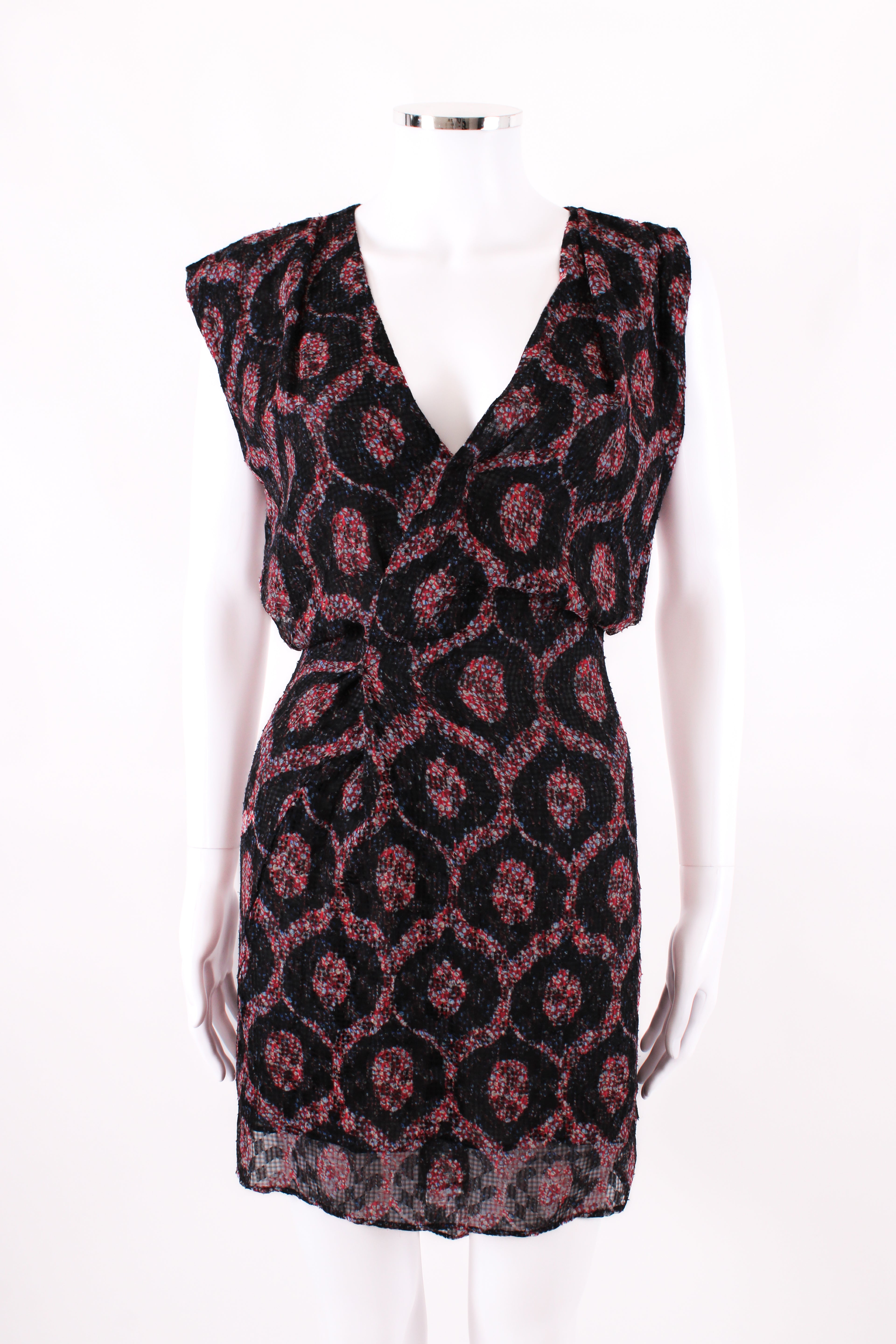 Isabel Marant S/S Print Wrap Dress Black/ Red 8