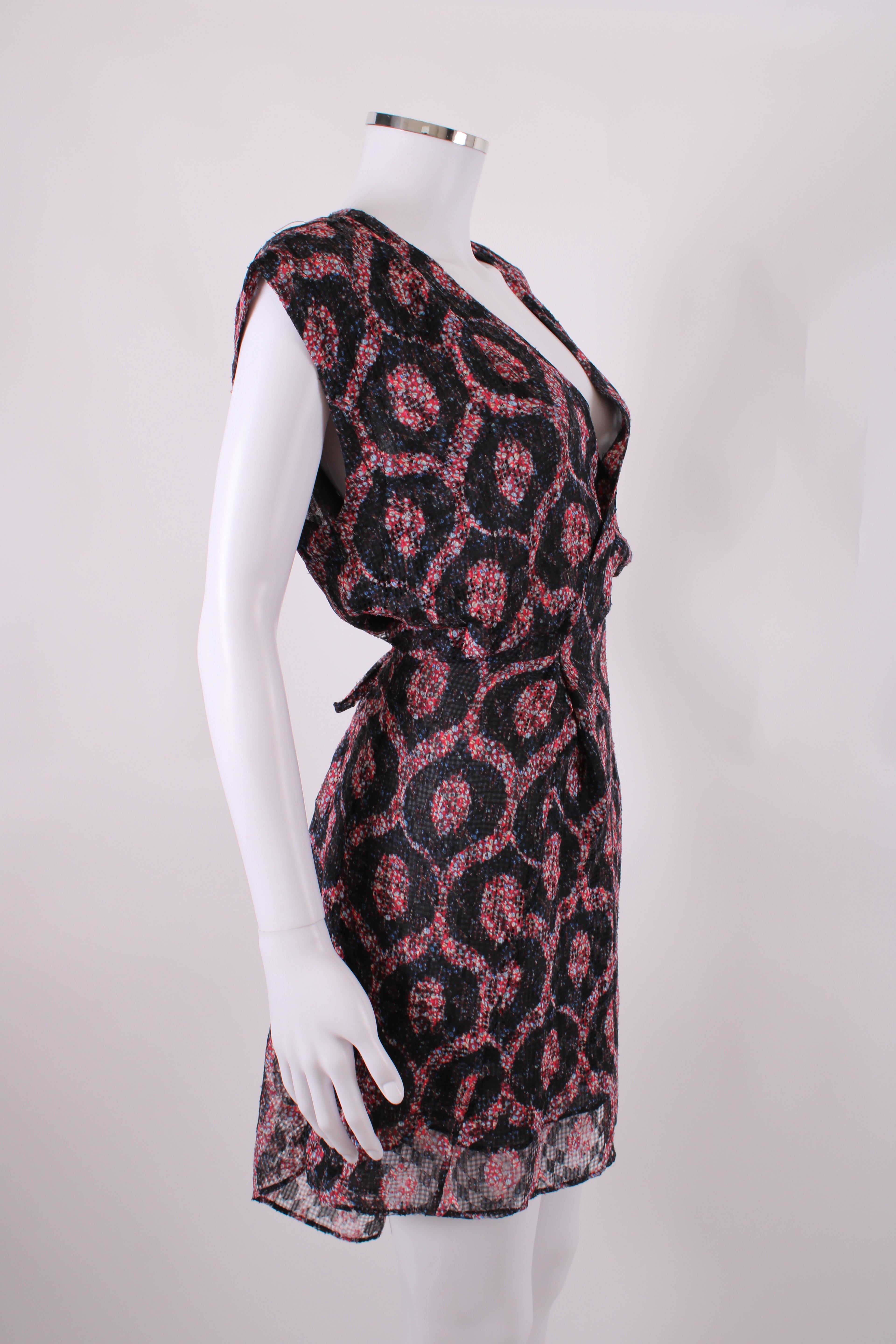 Isabel Marant S/S Print Wrap Dress Black/ Red 8