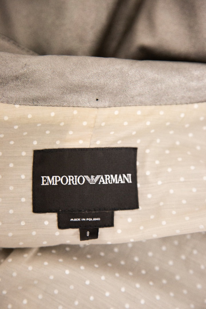 Emporio Armani Leather Biker Jacket Silver S