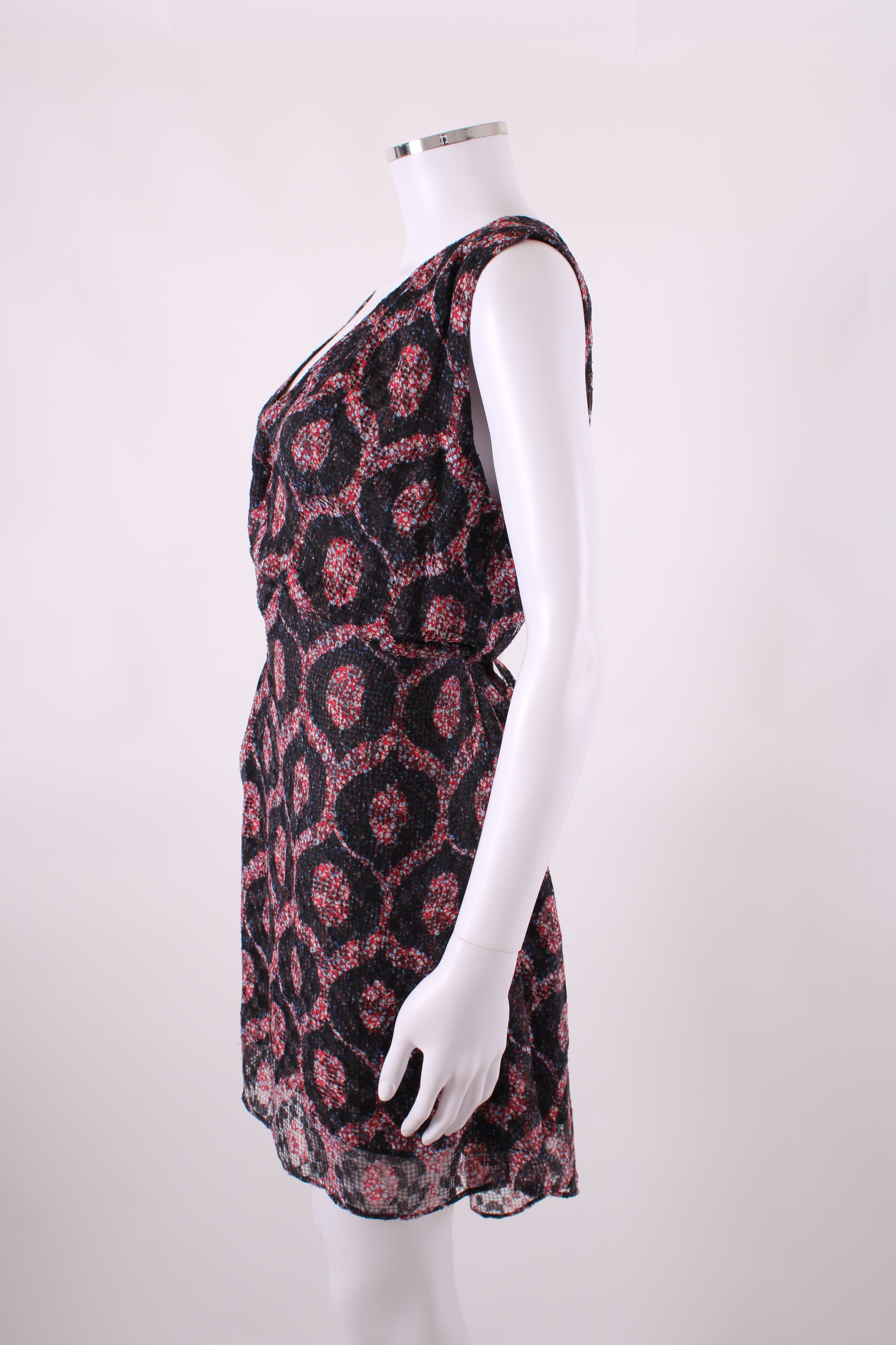 Isabel Marant S/S Print Wrap Dress Black/ Red 8
