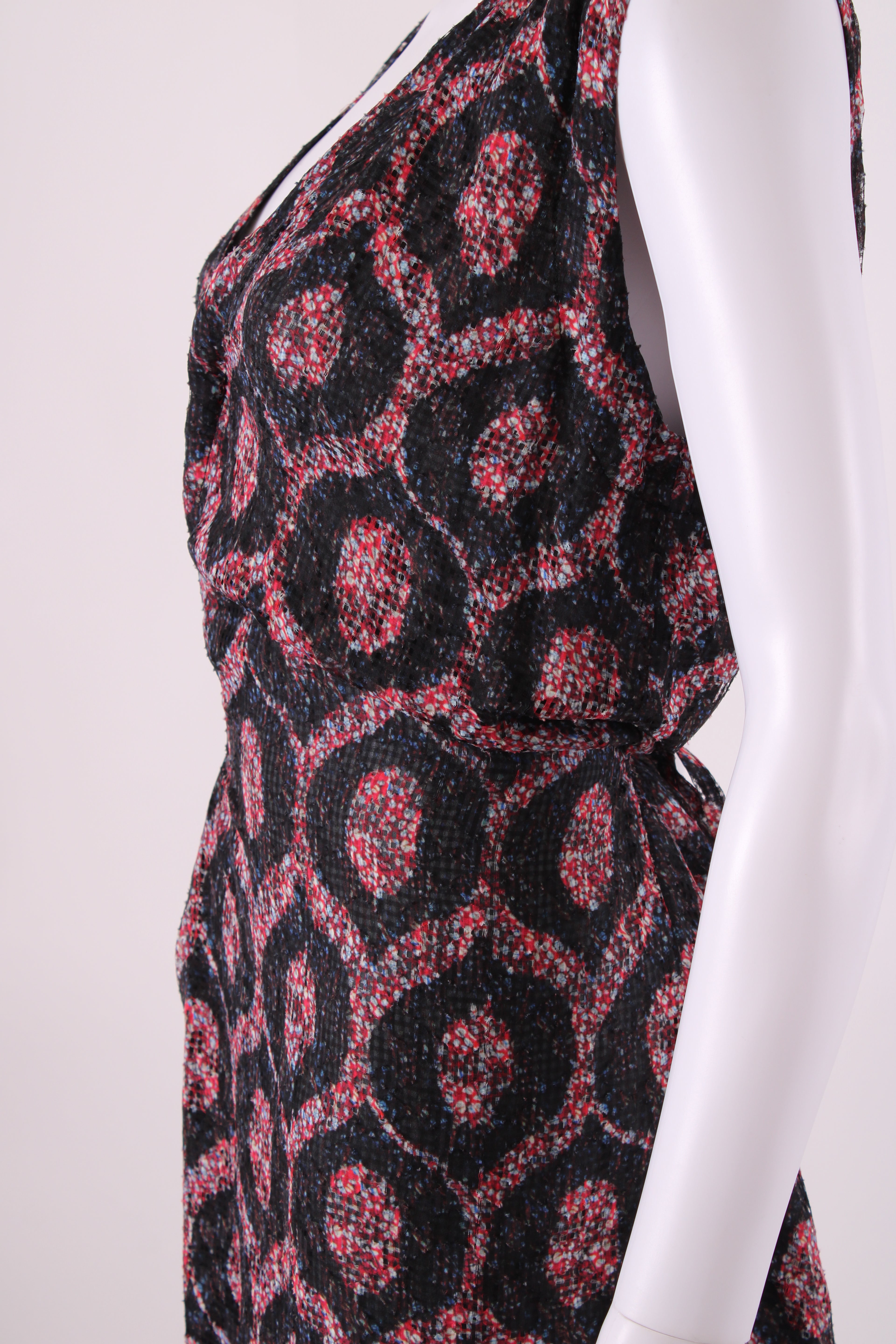 Isabel Marant S/S Print Wrap Dress Black/ Red 8