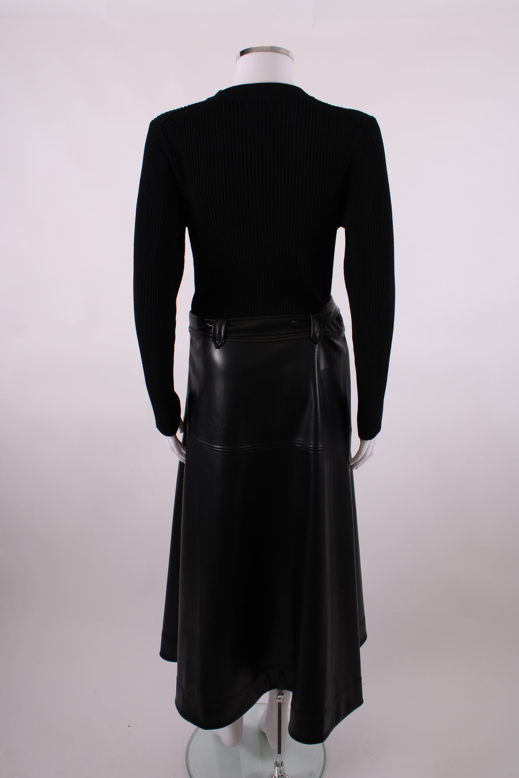 Simkhai L/S Rib Knit Faux Leather Dress Black M