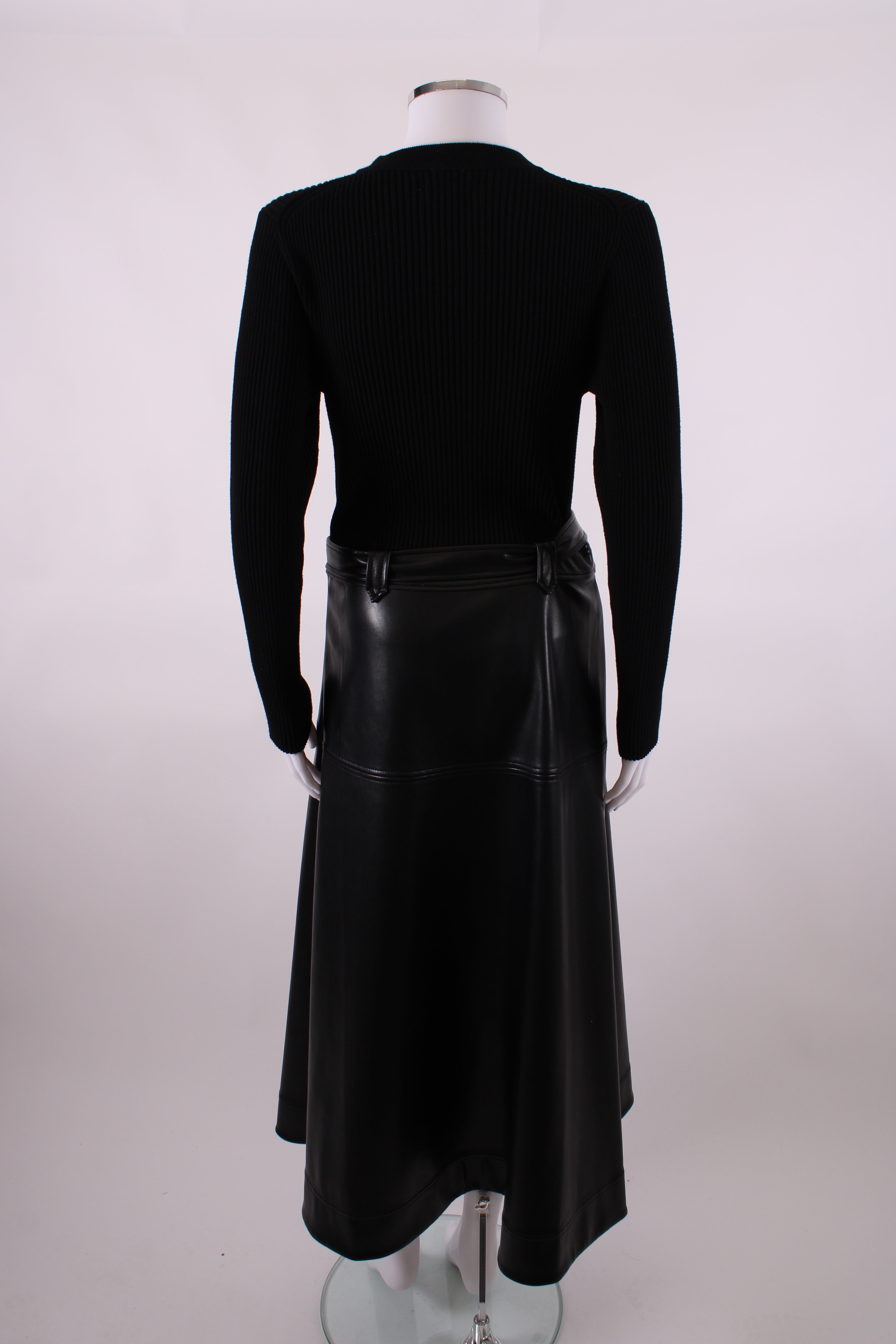 Simkhai L/S Rib Knit Faux Leather Dress Black M