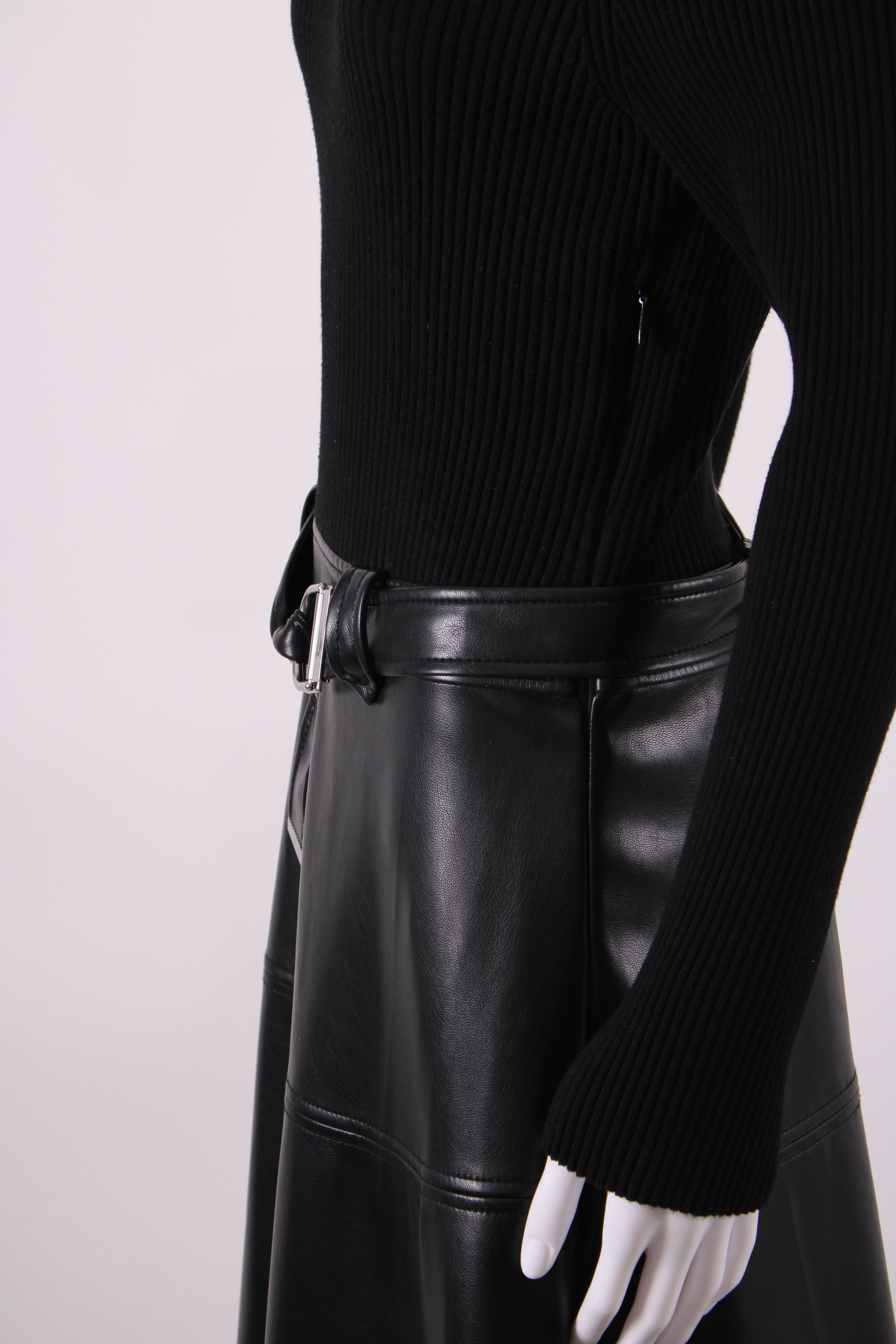 Simkhai L/S Rib Knit Faux Leather Dress Black M