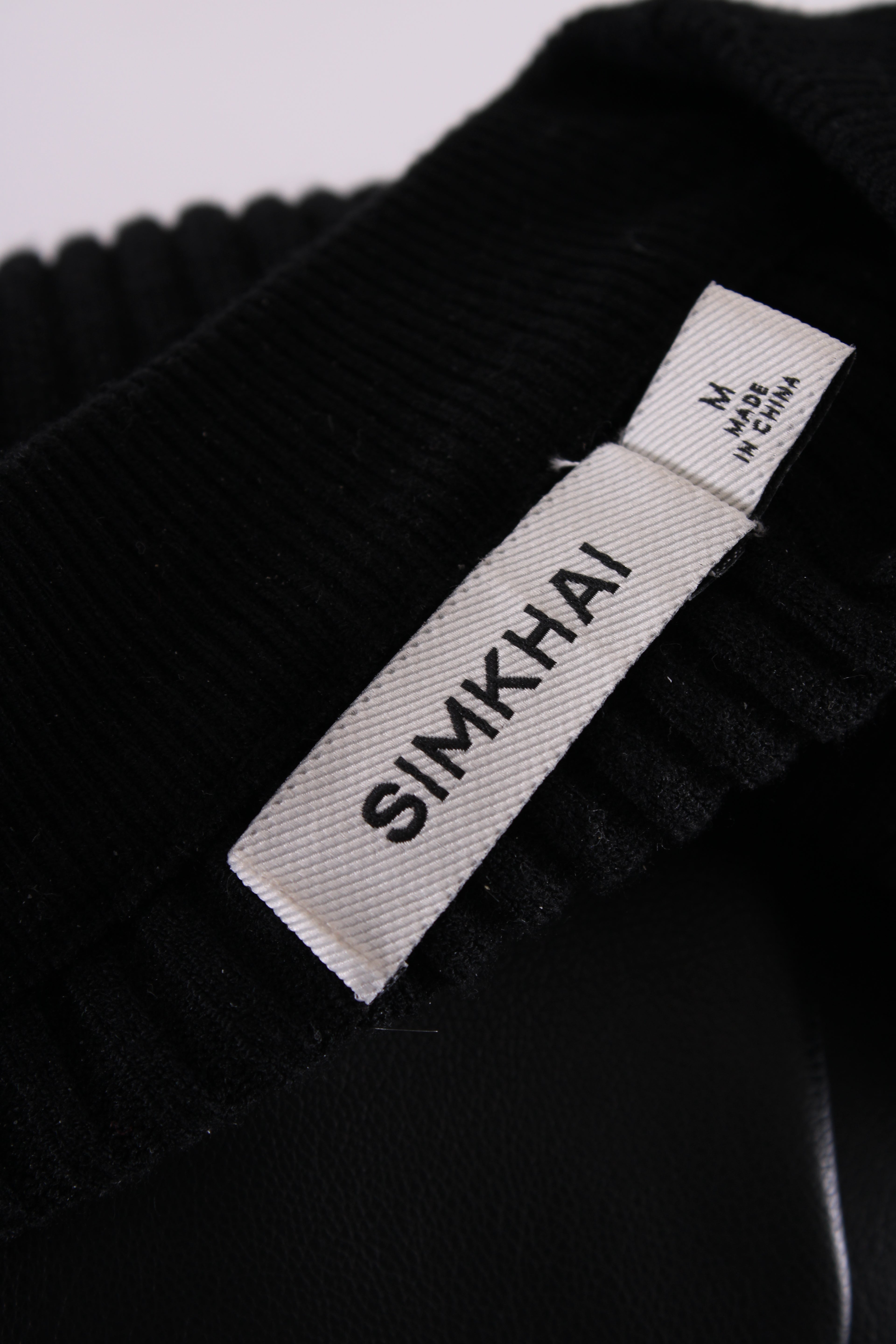 Simkhai L/S Rib Knit Faux Leather Dress Black M