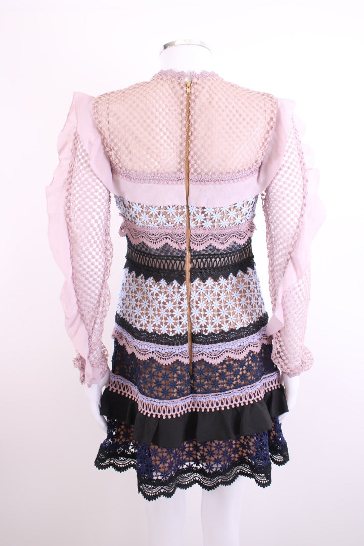Self Portrait Lace Long Sleeve Dress Lilac 10