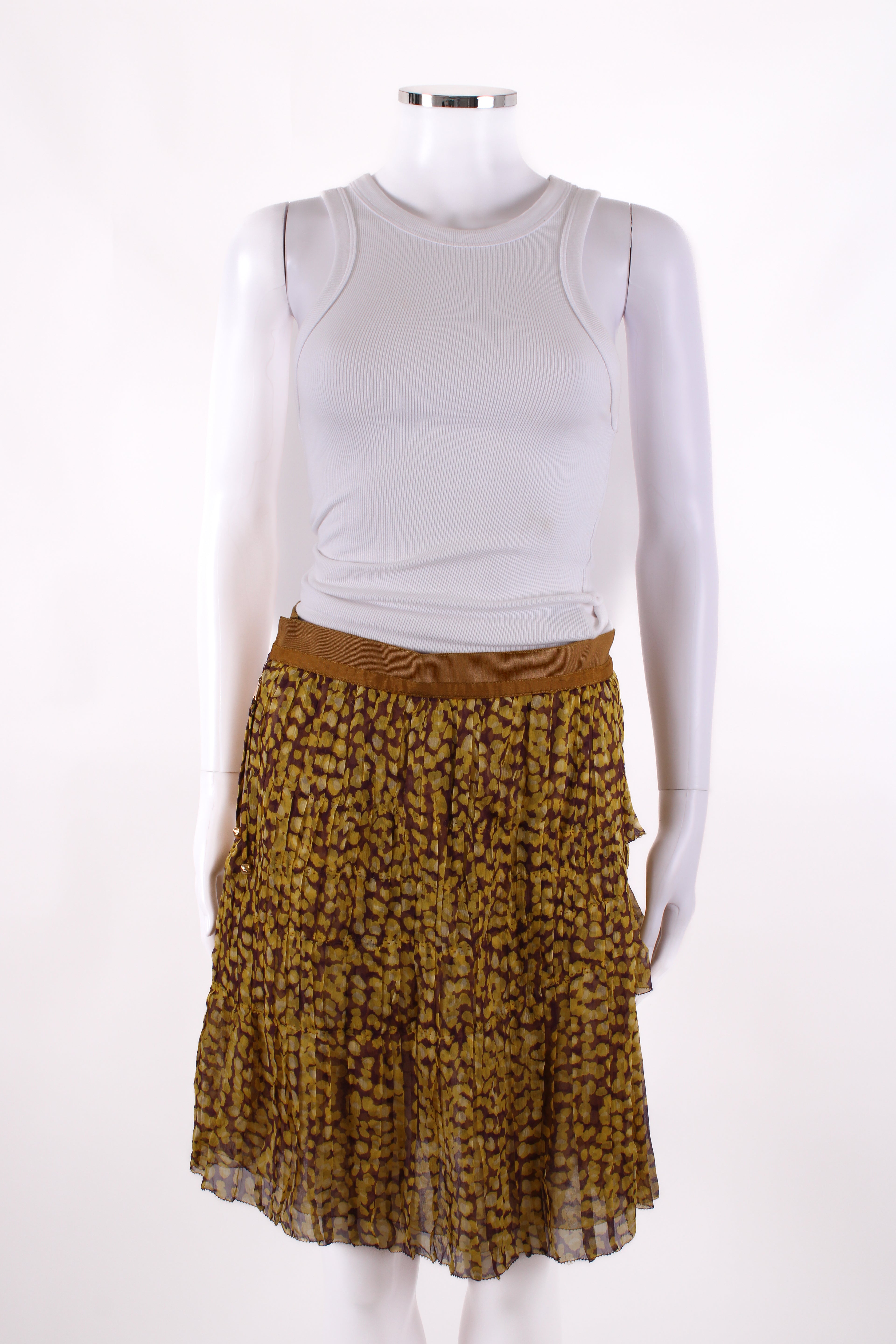 Louis Vuitton Print Pleated Skirt Yellow/ Plum 12